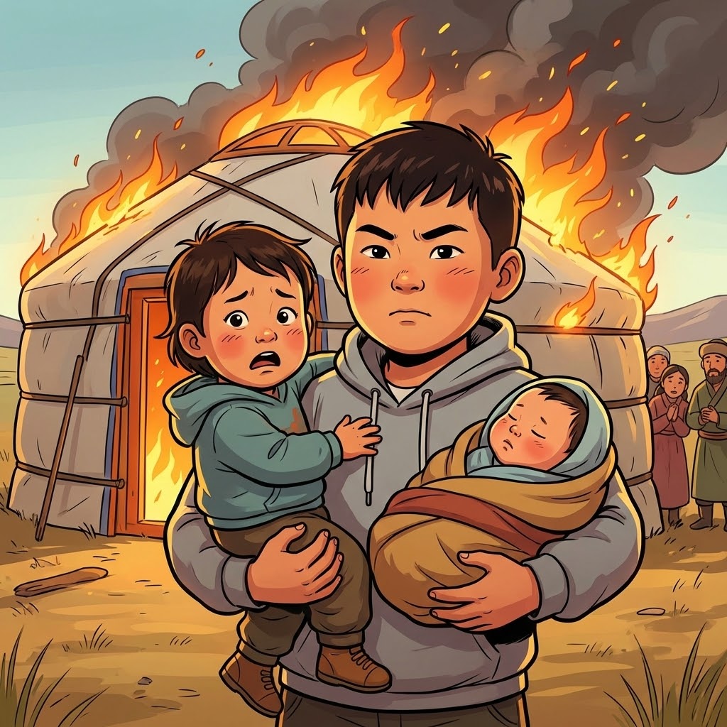 Увч аймагт 7 настай хүү хоёр дүүгийнхээ амийг галаас аварлаа